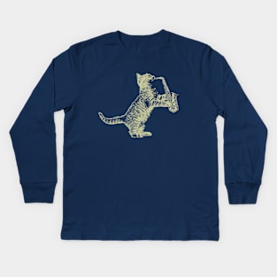 Sax Cat Kids Long Sleeve T-Shirt